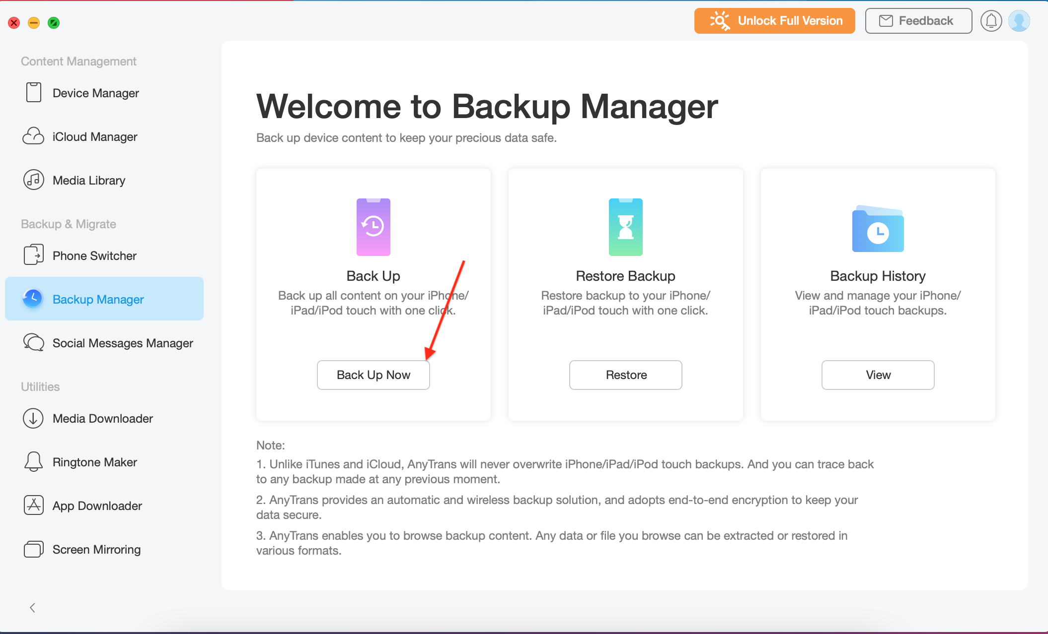 anytrans backup messages ios