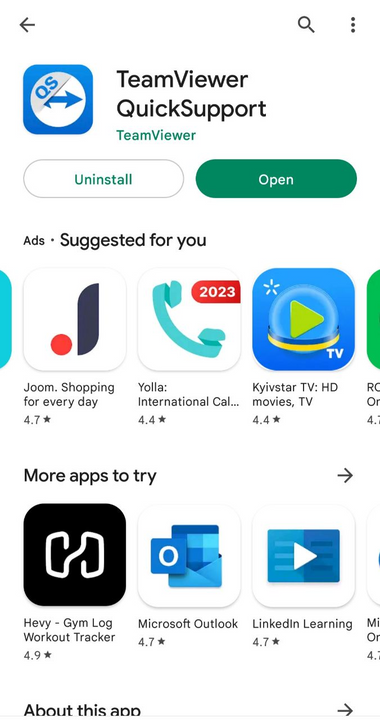 Remote installation with QuickSupport (Android) – Help Center
